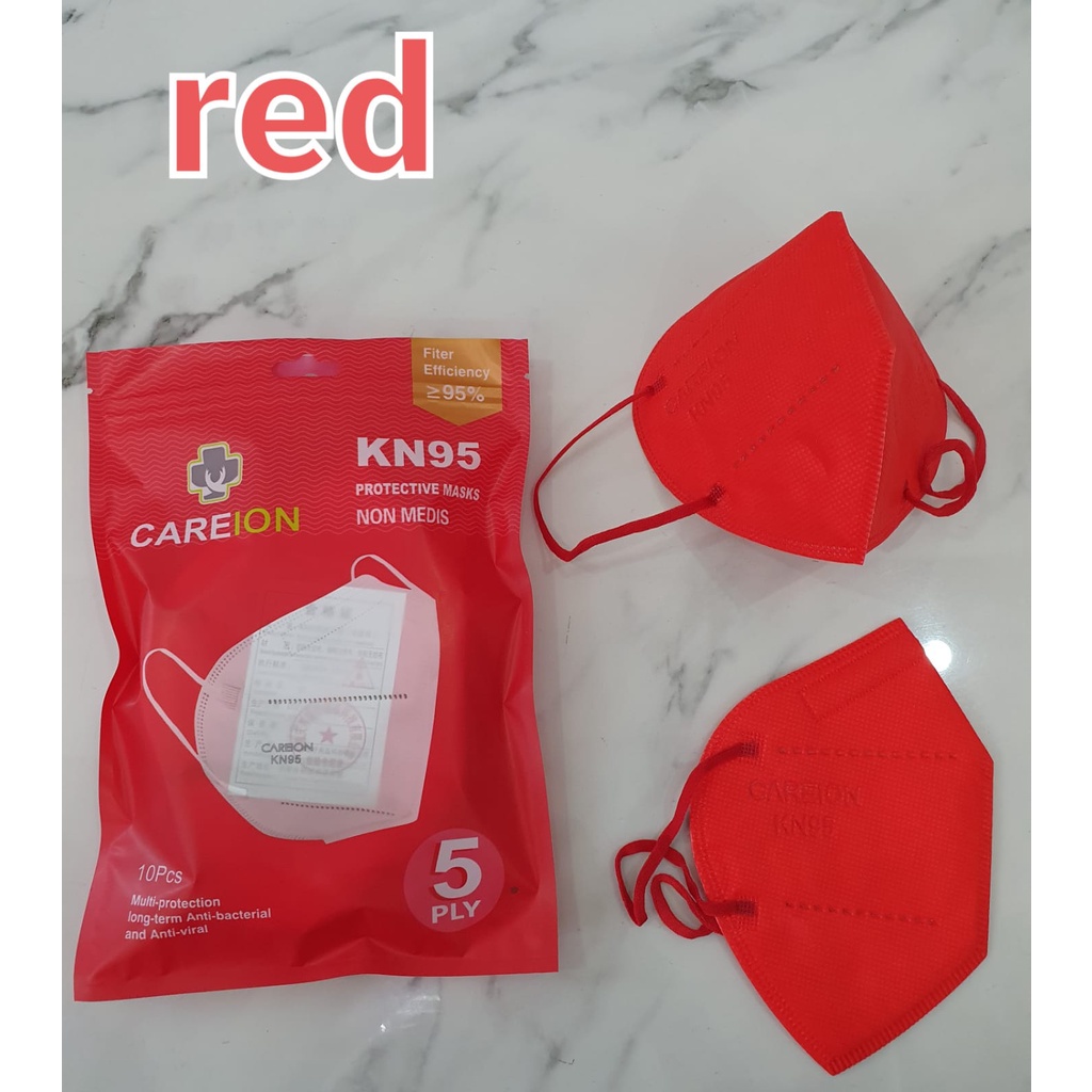 [ Careion ] Masker Premium KN95 isi 10 Pcs Earloop 5Ply Tali sewarna