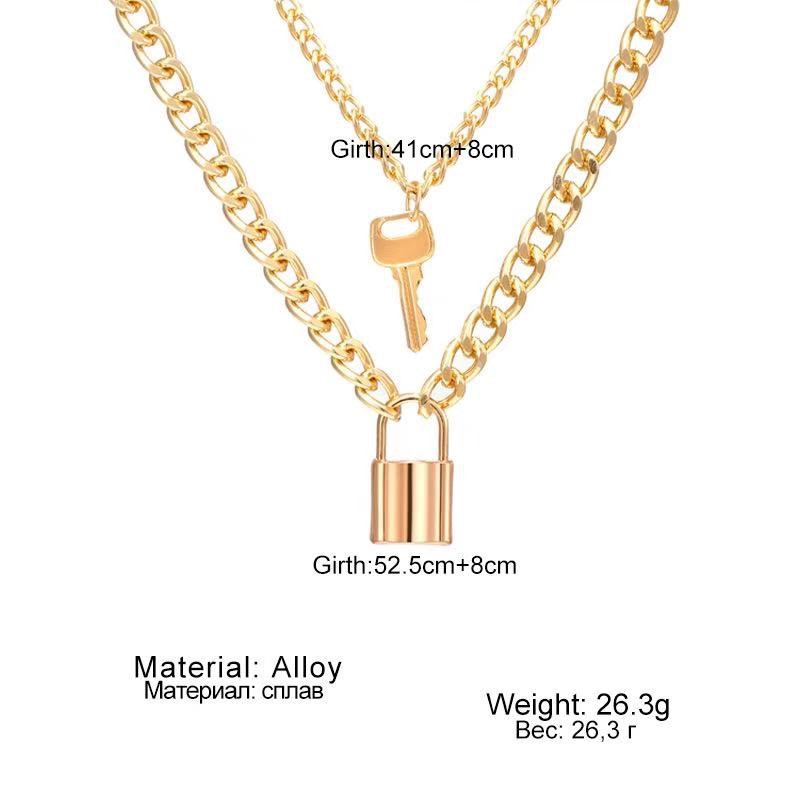 Korean Fashion Kalung Gembok Emas Liontin Kalung Rantai Wanita Retro Simple Kunci Kreatif Wanita