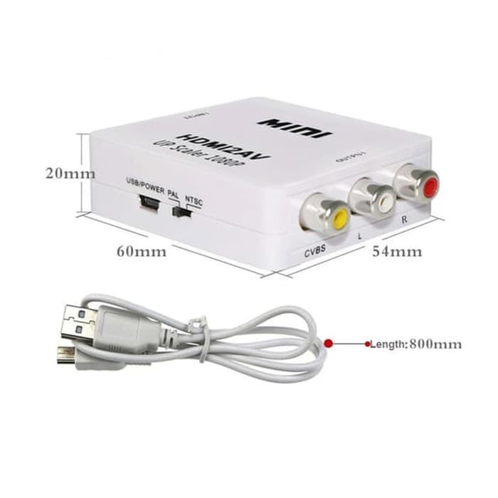 HDMI To AV 1080P RCA CVBS Adapter Mini HDMI2AV Converter Box Minibox murah