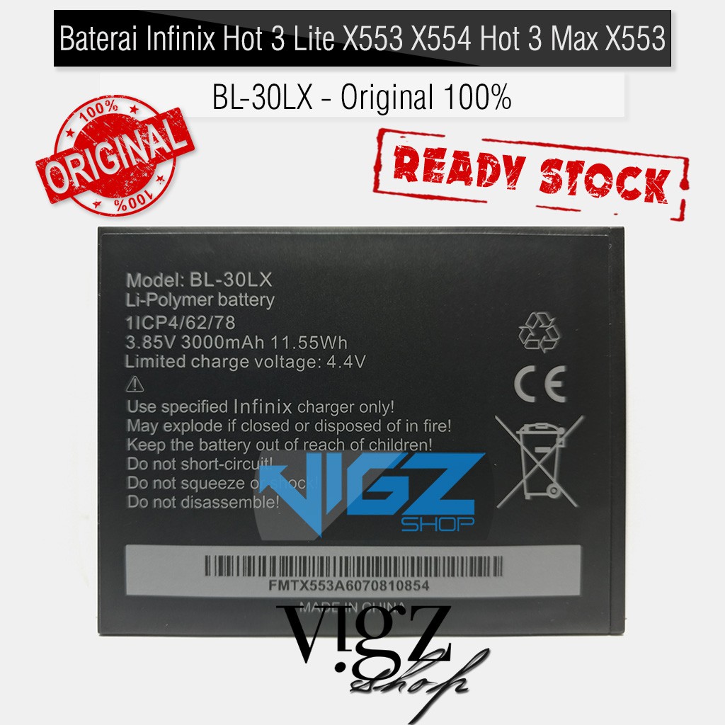 Baterai Infinix Hot 3 Lite X553 X554 Hot 3 Max X553 BL-30LX Original 100%