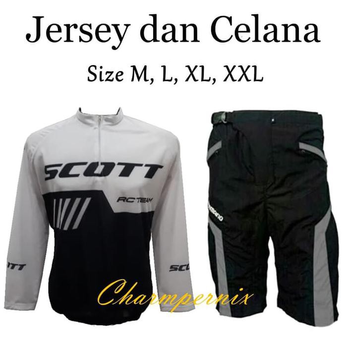Baju Jersey Sepeda Dan Celana Sepeda Padding Busa - Putih, M