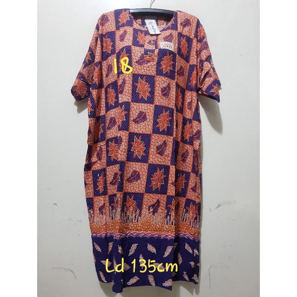 YULI - Daster kencana ungu  L5 JUMBO LD 135-150 CM PB 107 CM BATIK KU LEBEL PUTIH(KUP)-no 18