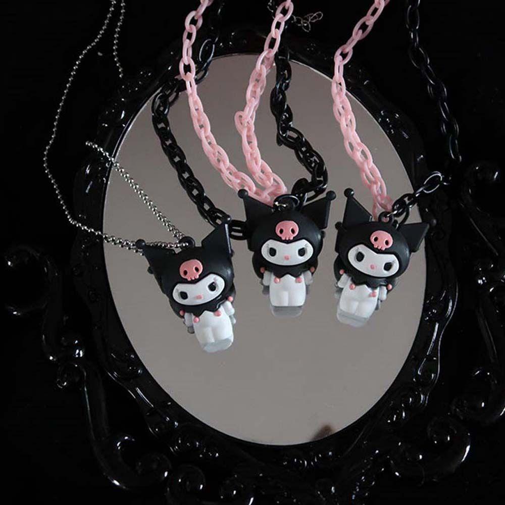 [Elegan] Kalung Kartun Temperamen Manis Aksesoris Harian Wanita Kuromi Resin Korea Puding Anjing Perempuan Chokers