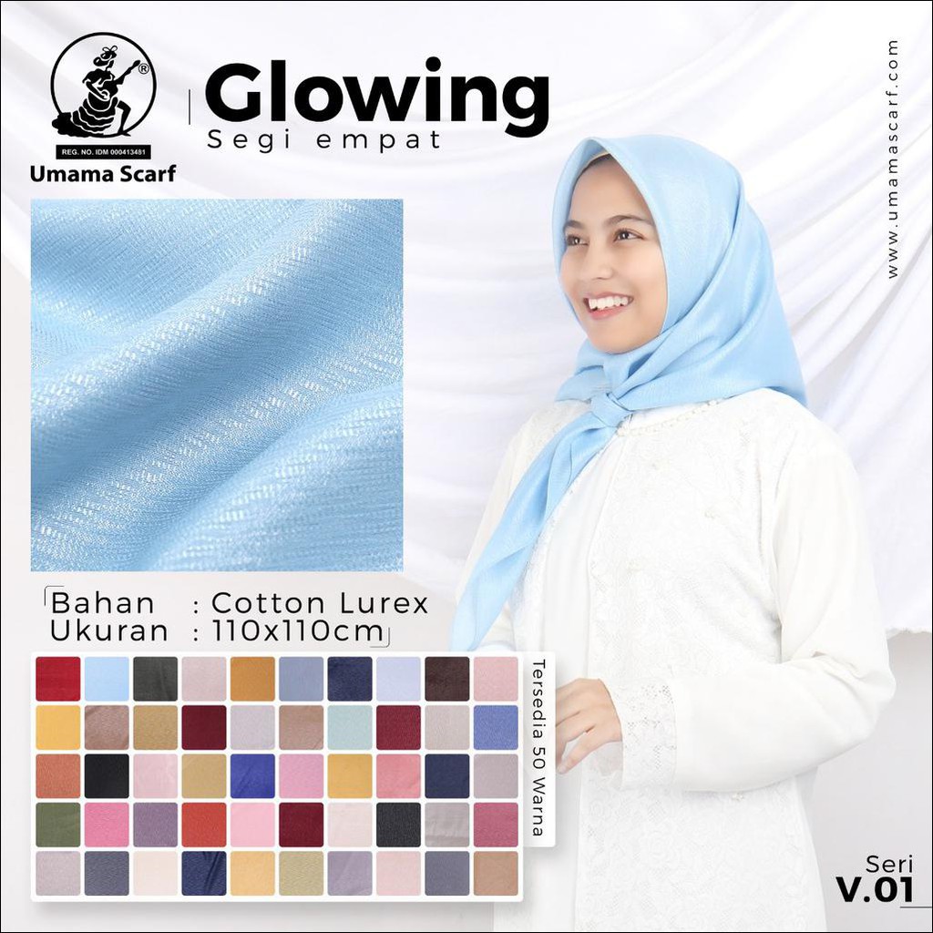 Umama Kerudung Hijab Glowing Segiempat Bisa Pilih Warna