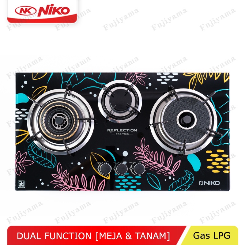 （Kompor Tanam）Murah Kompor Gas Kaca 3 Tungku - NIKO Reflection TRIO&amp;TRIO PRO