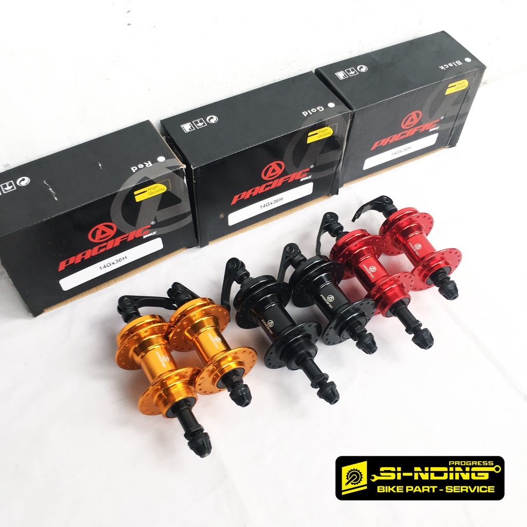 HFH Rumah Ruji Boost Wheelset Sepeda Hub Freehub Pacific Gold Red Black Lubang 36 Hole Ulir / Drat