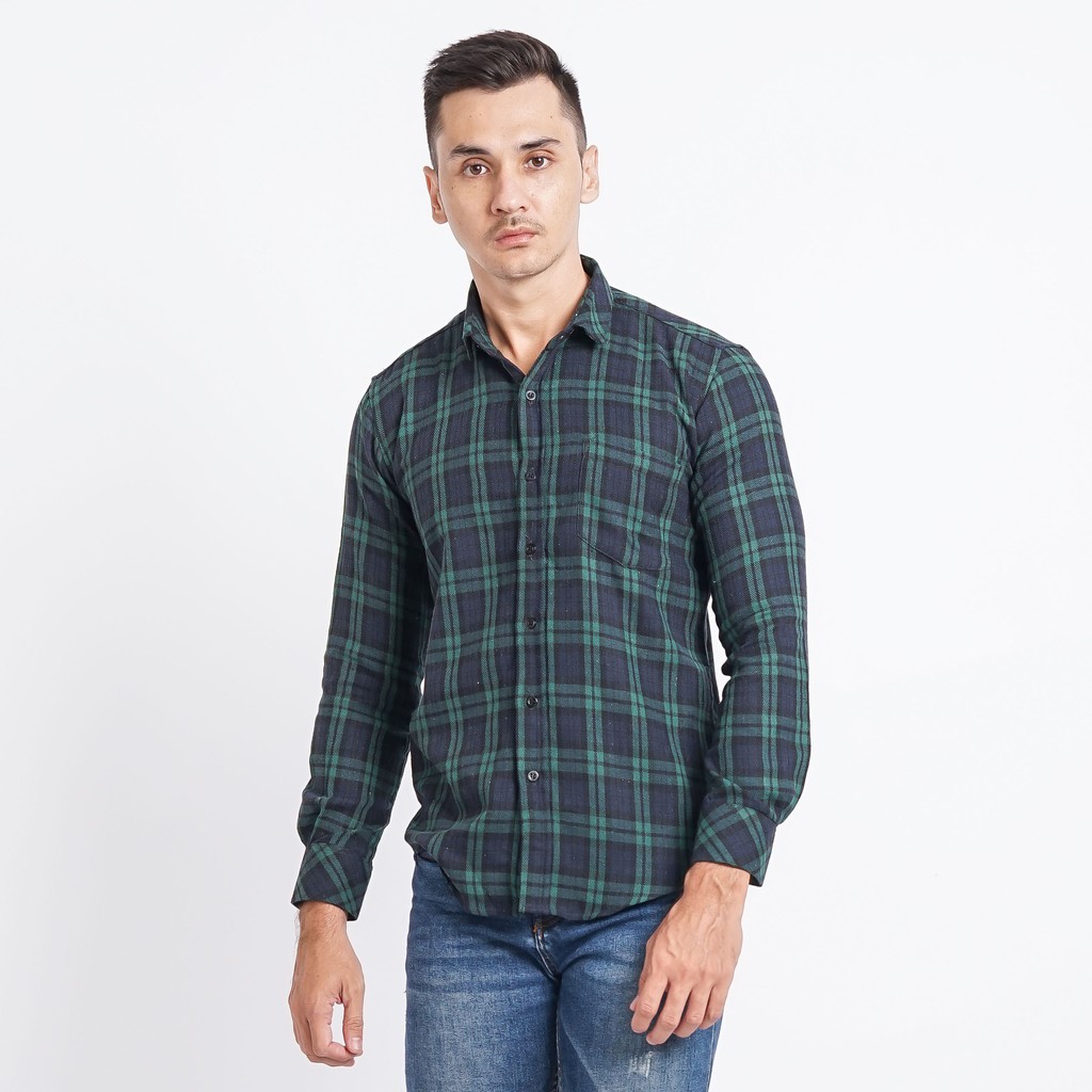 Kemeja Flanel Pria Lengan Panjang Kemeja Motif Kotak Kotak Premium Kemeja Cowok 04
