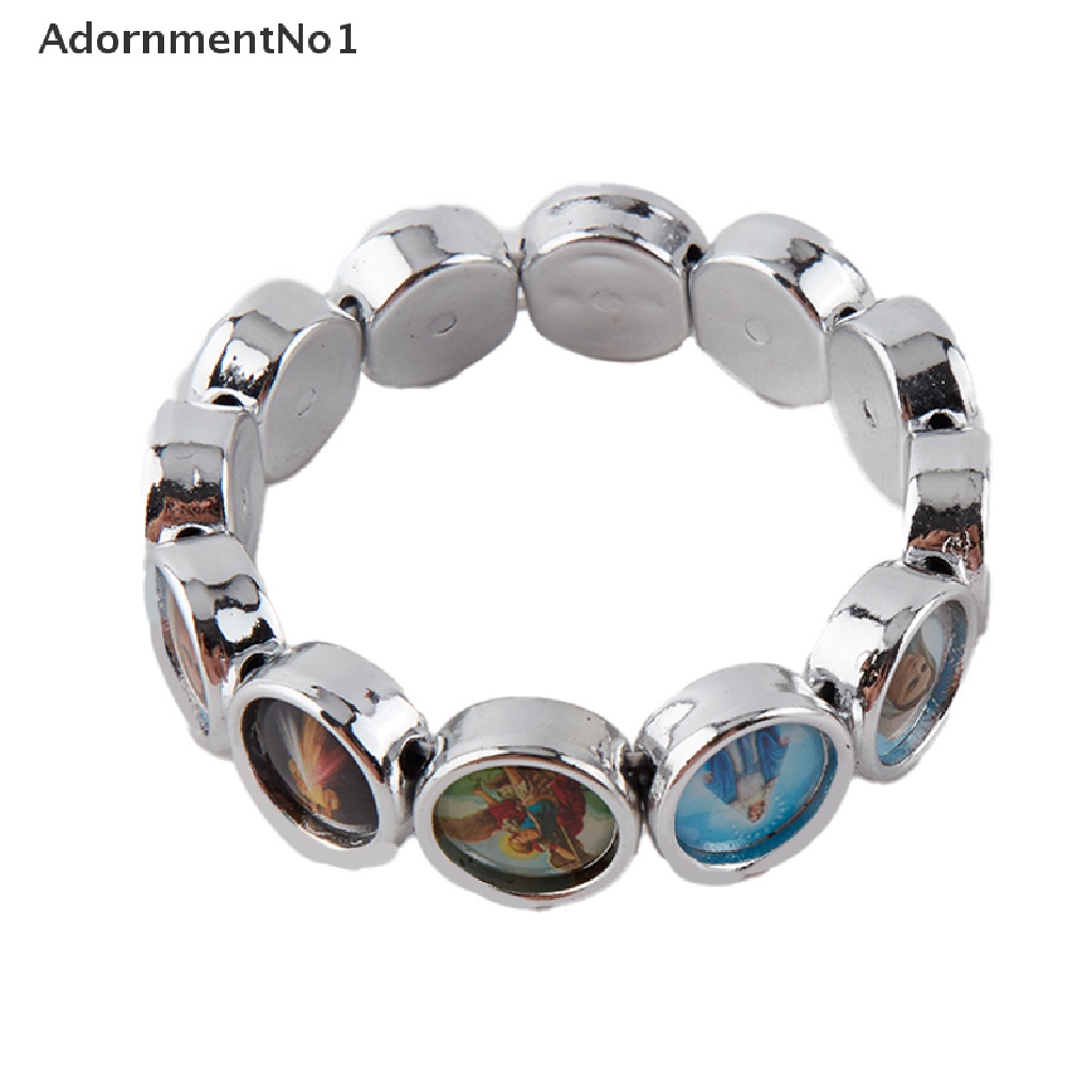 (AdornmentNo1) Gelang Tangan Rosario Katolik Motif Tulisan Icon JESUS SAINTS Maria Angel Ukuran 15mm