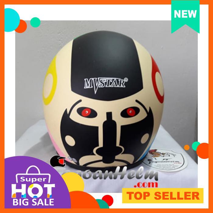 MVSTAR HELM RETRO BUBBLE | CREAM BLACK DOFF | OSBE CEMBUNG MODEL BOGO