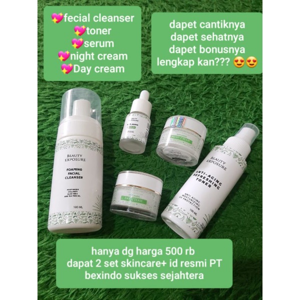 1 set skincare bexindo  member(free pouch)
