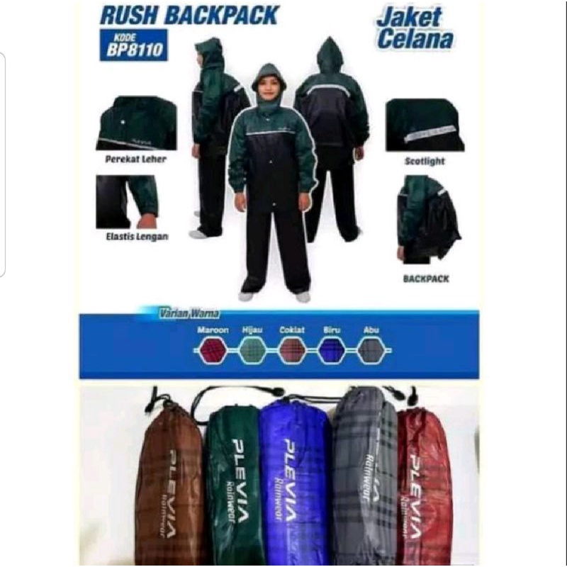 Jas Hujan Plevia Rush 8110 Backpack