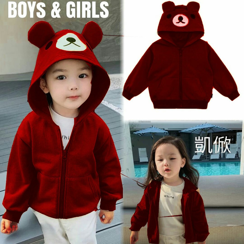 Baju anak jaket anak boy / girl motif bear MS