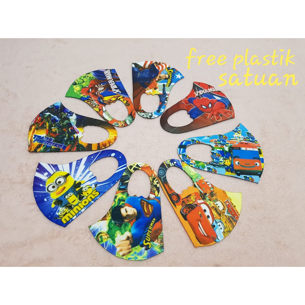  MASKER  SCUBA  ANAK BERKARAKTER KARAKTER PRINTING GAMBAR  3D 