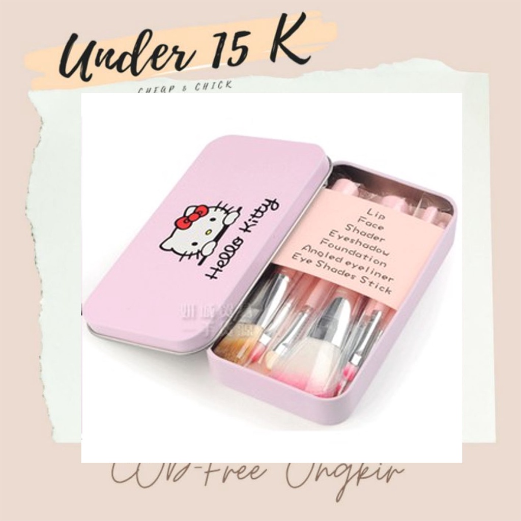 Kuas Make Up 7 in 1 Hello Kitty -- AC 313 – brush  koas alat  make up kosmetik set lengkap pria wani