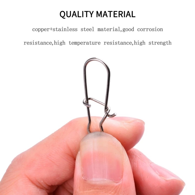 50 Pcs Kilikili Swivel Konektor Umpan Pancing Bahan Stainless Steel