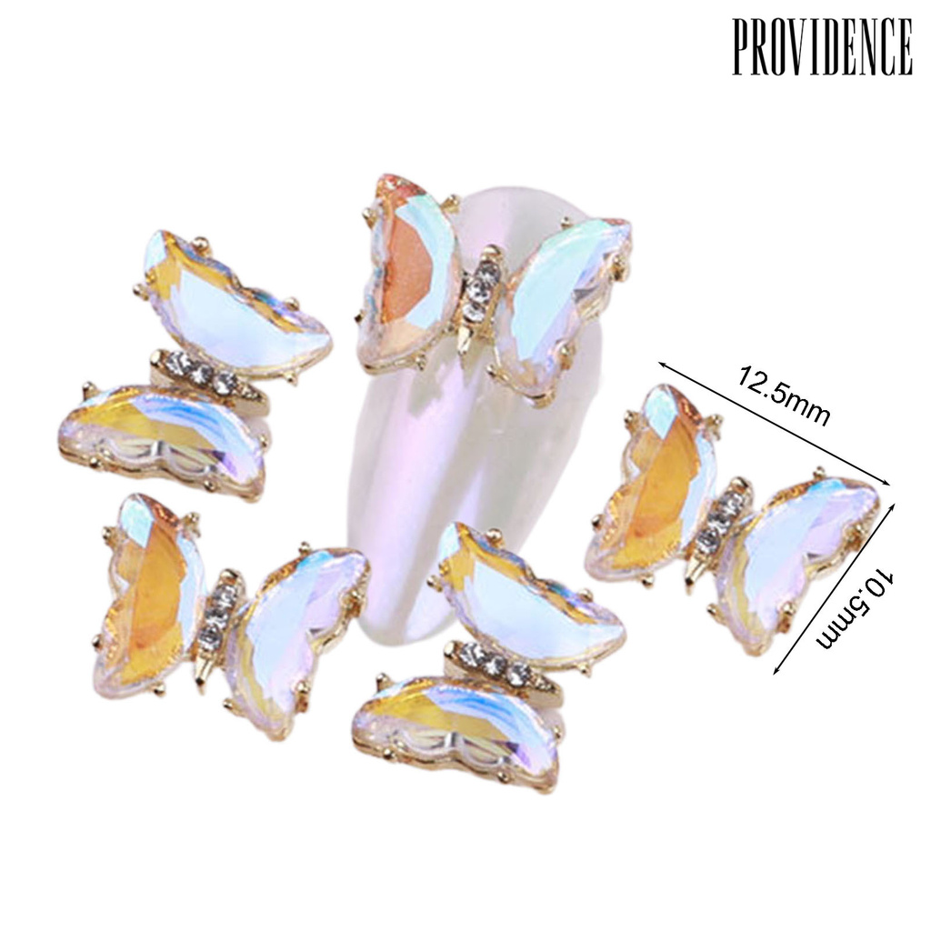 Providence 5pcs / Set Ornamen Kupu-Kupu Kristal 3d Multi Warna Dekorasi Manicure / Nail Art