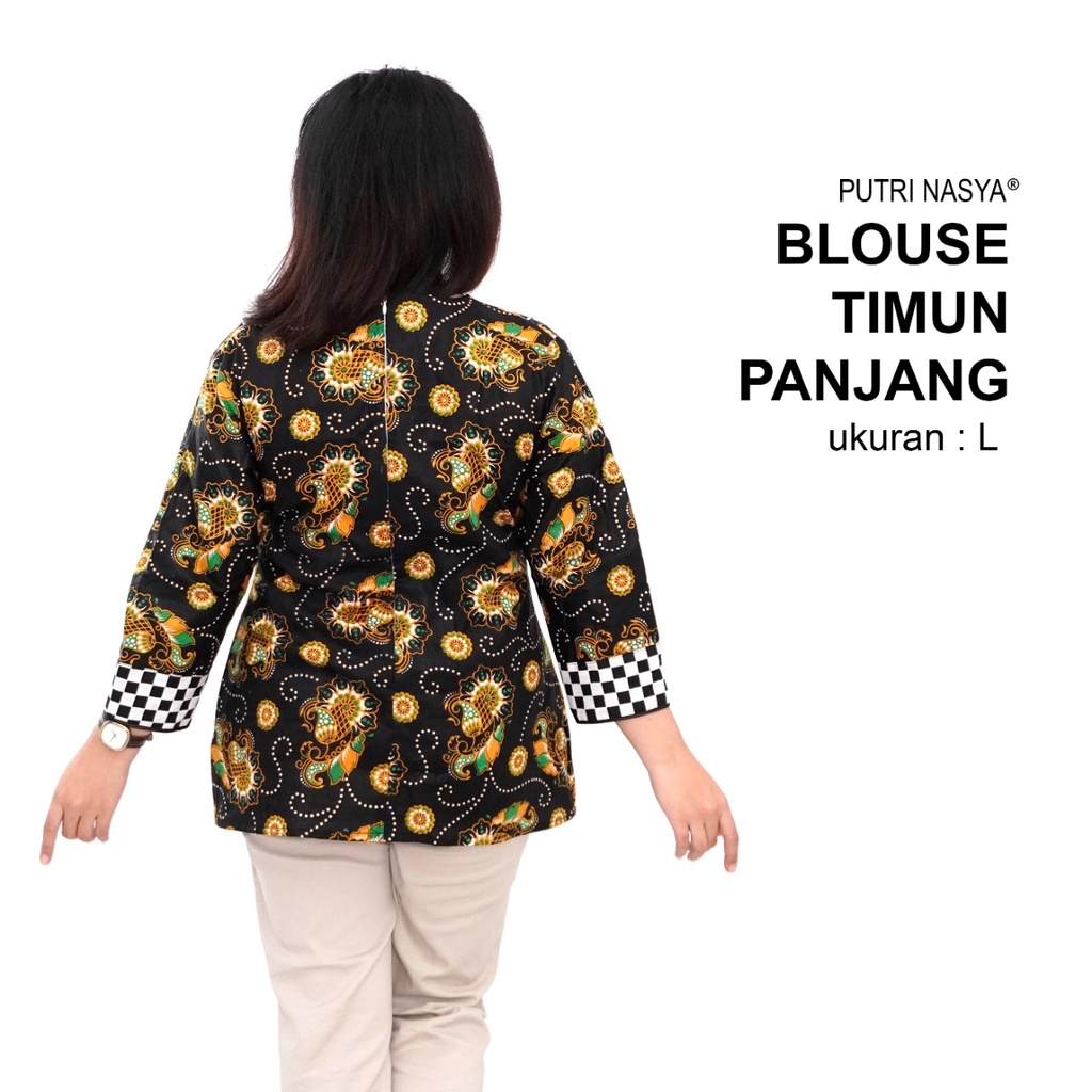 Atasan Batik Blouse Big Size Wanita Lengkap S-M-L-XL-2L-3L-4L-5L-6L-7L Model Blus Jumbo Seragam Batik / Pakaian Batik Kantor Kerja Kekinian LD 140