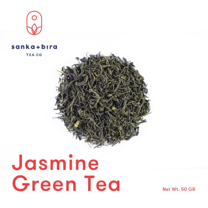 

teh-daun- sanka+bira jasmine green tea (single origin green tea, loose leaves) - 50 gr -daun-teh.