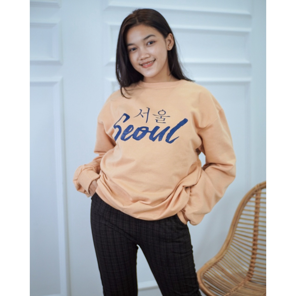 Promo Baju atasan wanita terbaru Sweater Wanita SEOUL Crewneck