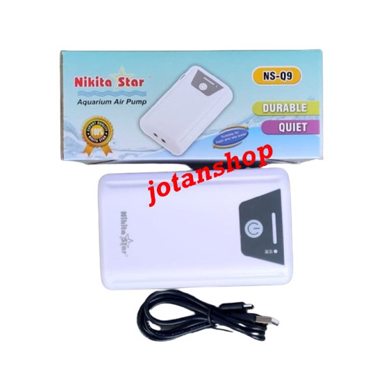 Nikita Star Q9 USB AC DC Pompa Udara Portable Air Pump Aerator Aquarium Mancing Pancing Ikan