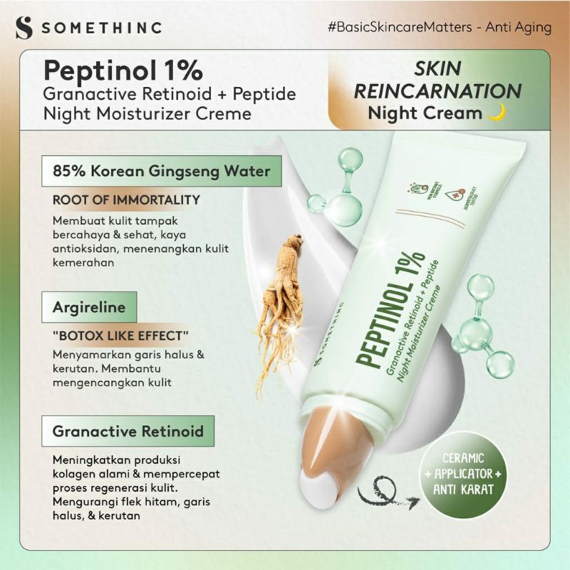 (FULLSIZE) SOMETHINC SOS Bakuchiol Electrolyte Rich Peptinol 1% Granactive Retinoid Peptide Night Moisturizer Silk Cream Pagi Cream Malam