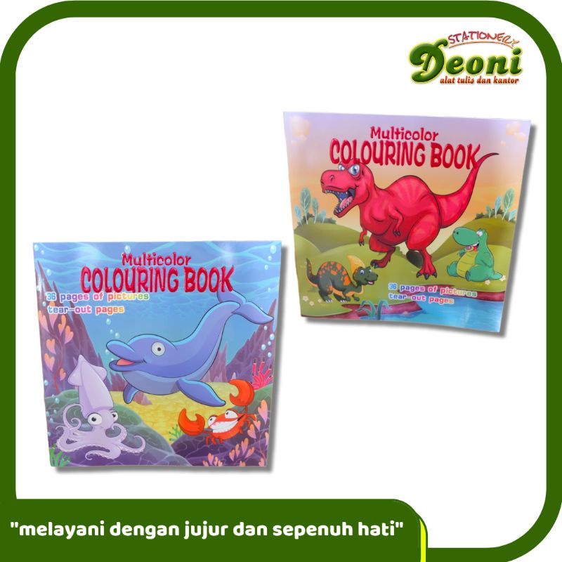 

Multicolor Colouring Book 36 Pages Of Pictures Tear-Out Pages / Buku Mewarnai 013