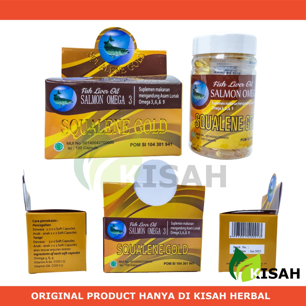 SQUALENE GOLD Minyak Ikan Salmon Suplemen Penambah Nafsu Makan Anak dan Dewasa Omega 3,6 dan 9