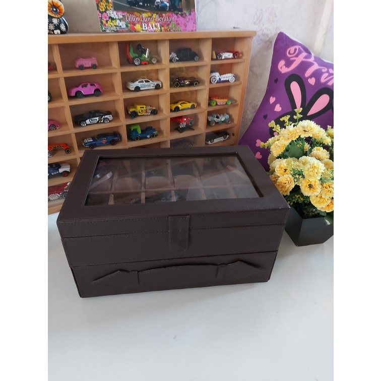 Watch Box Kotak Jam Tangan isi 12 mix Laci Tempat Perhiasan