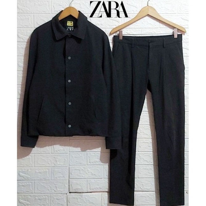 Preloved satu set ZARA made in Marocco Original Blazer Jacket & Pants celana bahan berat tebal warna