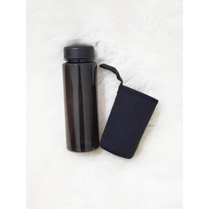 [HITAM] My Bottle Polos + Pouch Polos / Botol Minum Warna Infused