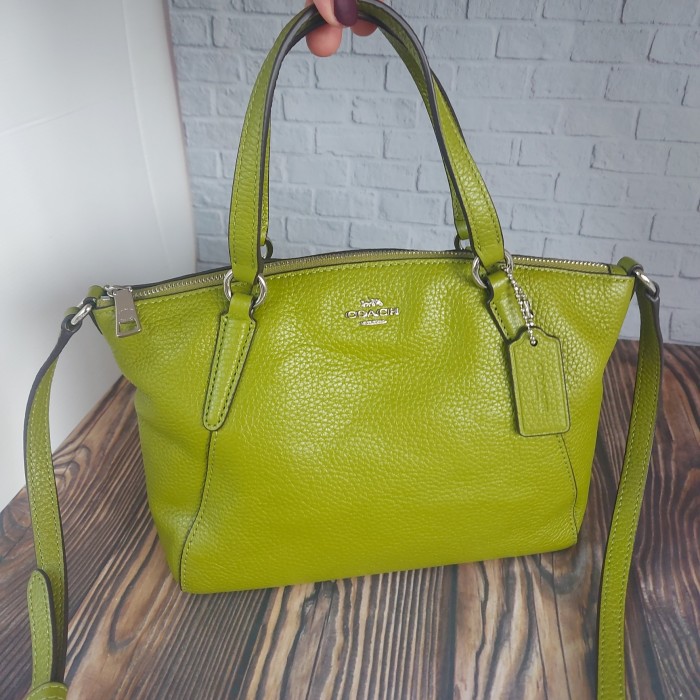 TAS WANITA BRANDED ORIGINAL - COACH KELSEY MINI YELLOW GREEN LEATHER