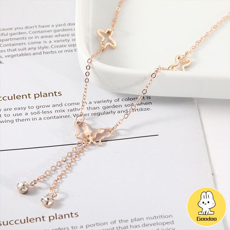 Fashion Gelang Kaki Dan Tangan Rantai Alloy Ala Korea Dengan Liontin Butterfly Kupu-kupu  -Doo