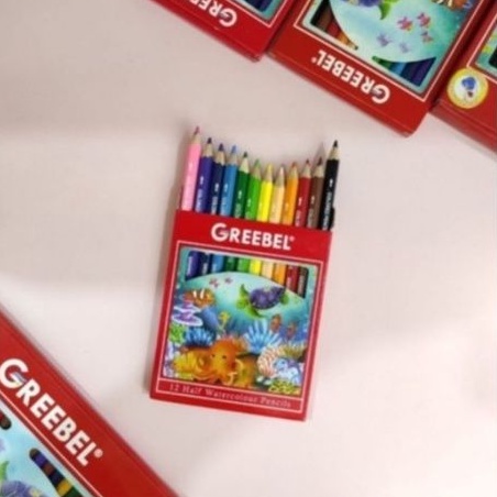 

{SET} Pensil Warna GREEBEL 12 Half Watercolour Pencil -Greebel Pendek MURAH