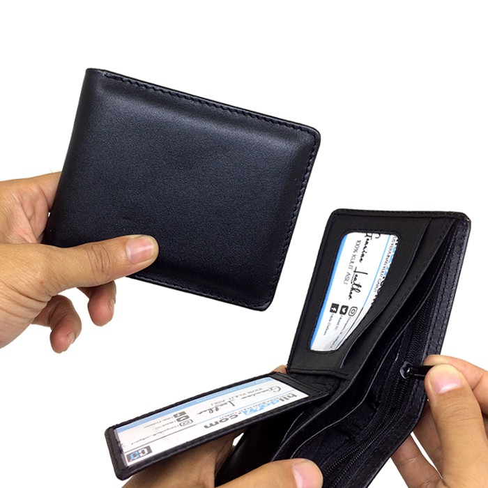 Dompet Kulit Pria Model Pendek Resleting Kulit Asli Garut