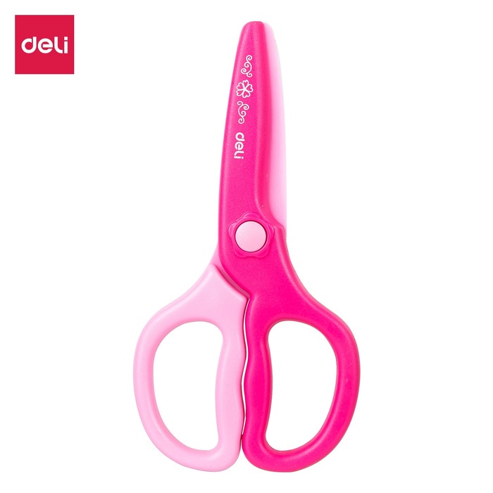 

kertas-pemotong- deli plastic scissors 120mm safe e6067 - gunting plastik lucu -pemotong-kertas.