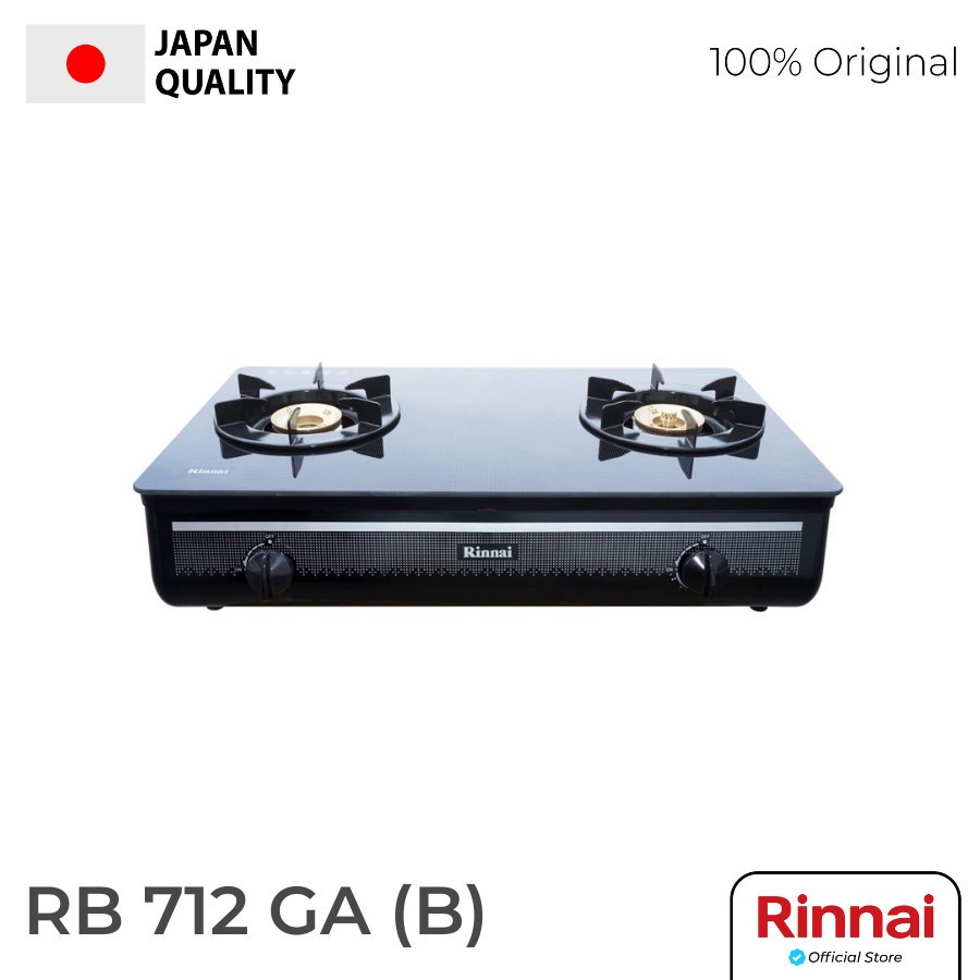 KOMPOR GAS RINNAI RI-712 GA(B) / RI-712 GA B - 2 TUNGKU KACA