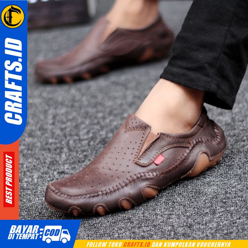 CRAFTS mesi - Sepatu Pantofel Formal Kulit Asli Kerja Slop Pria