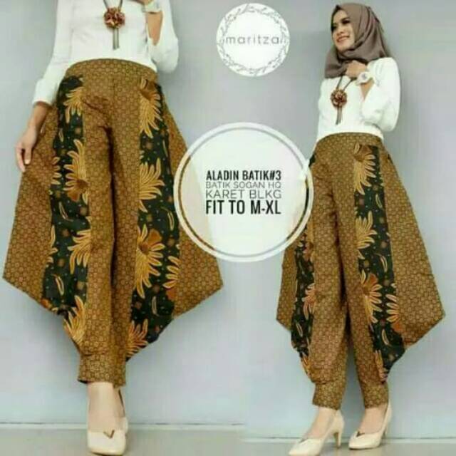 fashion muslim.celana batik,kulot batik,cutbray batik,kulot palazzo,aladin batik sogan