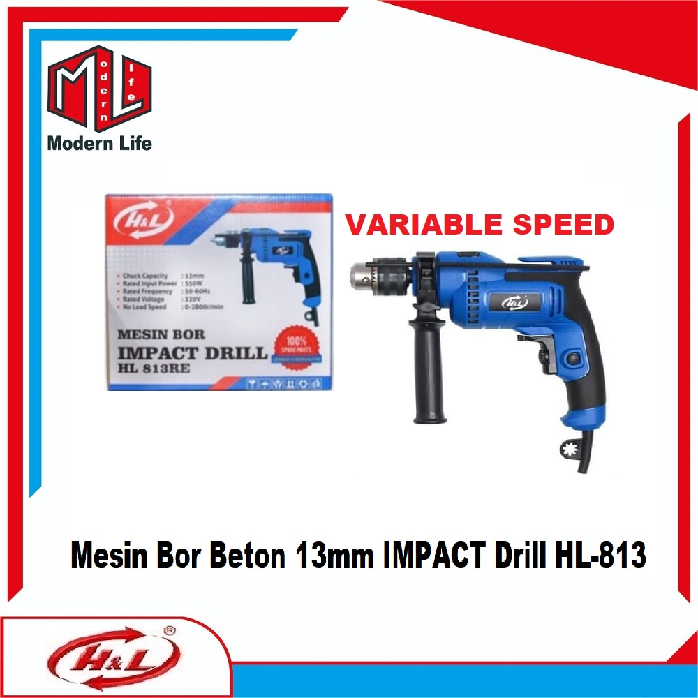 HL 813 BOR TANGAN / BOR LISTRIK / MESIN BOR IMPACT DRILL H&amp;L 813