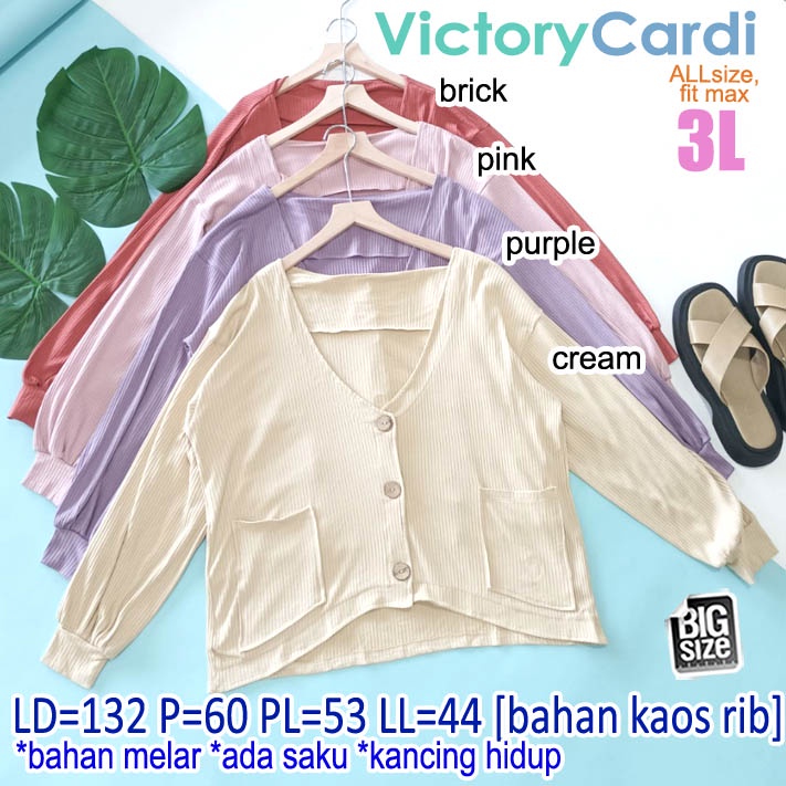 outer jumbo LD 132 VICTORY CARDI big size XXXL kaos rib loose