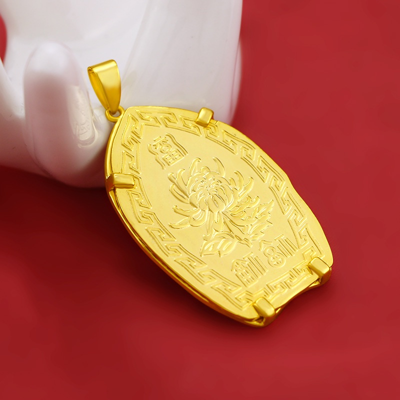 Kalung Liontin Water Drop Gold 916 Zodiak Cina Ayam Jago Untuk Pria Dan Wanita