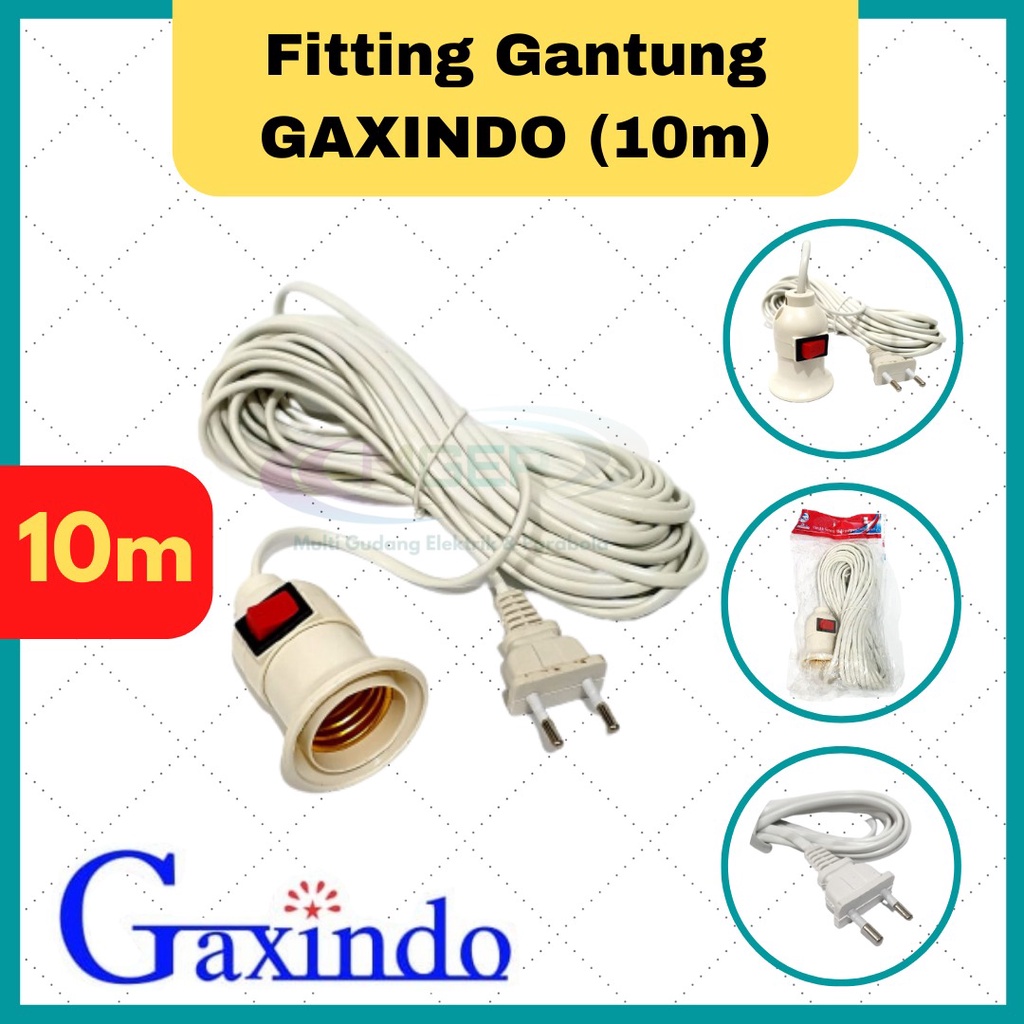 Fitting Gantung Kabel Lampu E27 Saklar 10 meter Fitting Praktis