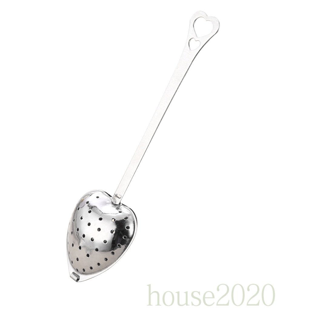 [house2020]Heart Shaped Stainless Steel Tea Infuser Spoon Strainer Steeper Handle
