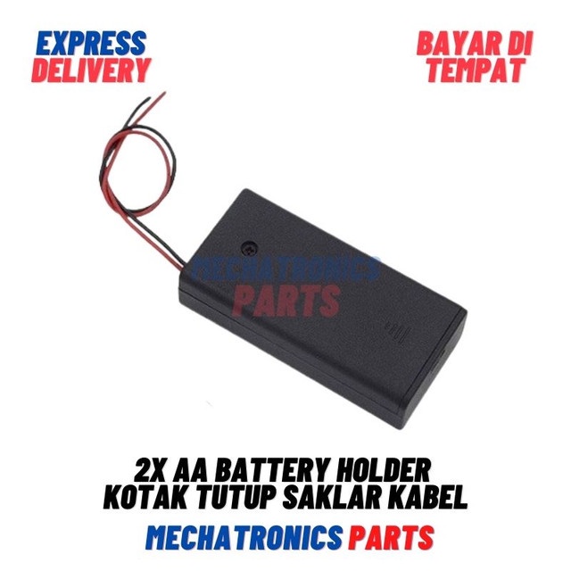 2x AA BATTERY HOLDER BATERAI CASE BATRE BOX KOTAK TUTUP SAKLAR KABEL