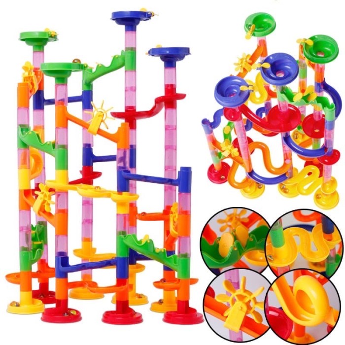 Mainan Marble Run 105 pcs DIY Susun Seluncur Mainan Edukasi Kado Anak Bayi