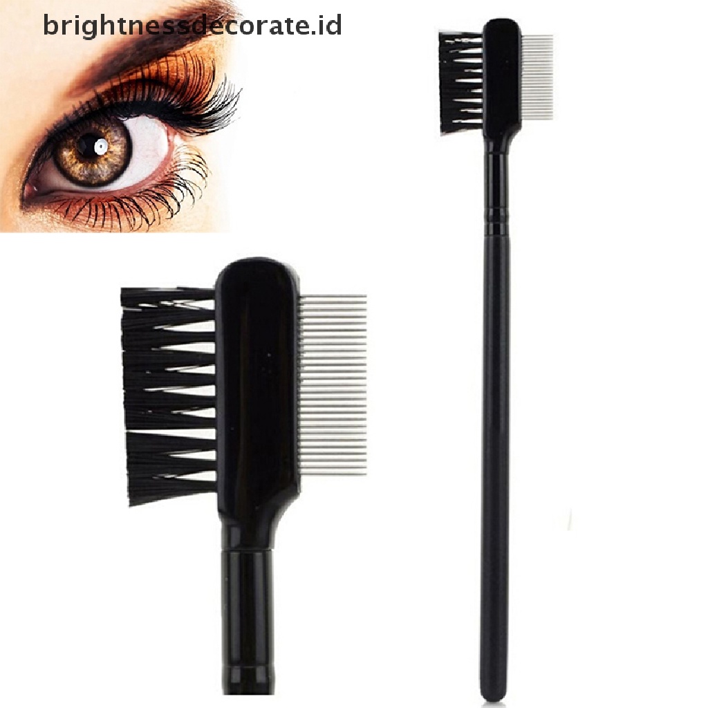 1 Pc Brush Sisir Extension Bulu Mata Alis Model Dual-Comb Bahan Metal Steel Untuk Alat Makeup