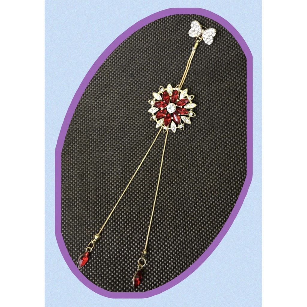 414 - Bros Bunga / Aksesoris Wanita Bros Dagu Hijab / Bros Jurai Panjang