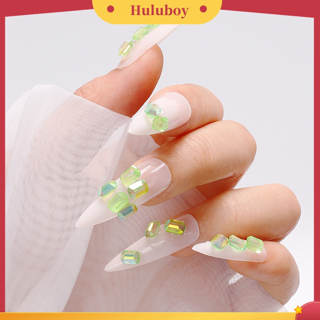 Huluboy Huluboy♡ 100 Pcs Berlian Imitasi Bentuk Persegi 3D Untuk Dekorasi Nail Art