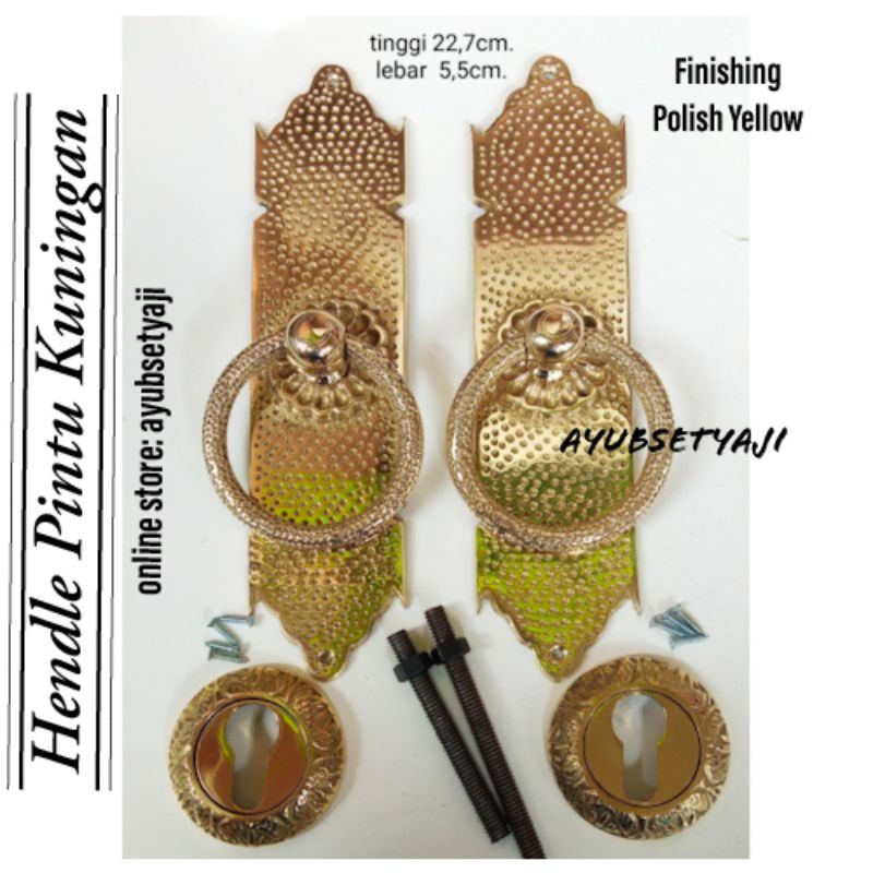 Handle pintu Gebyok KUNINGAN Persegi kuputarung Lancip BRASS Tarikan Pintu kuningan antik tarikan Ha