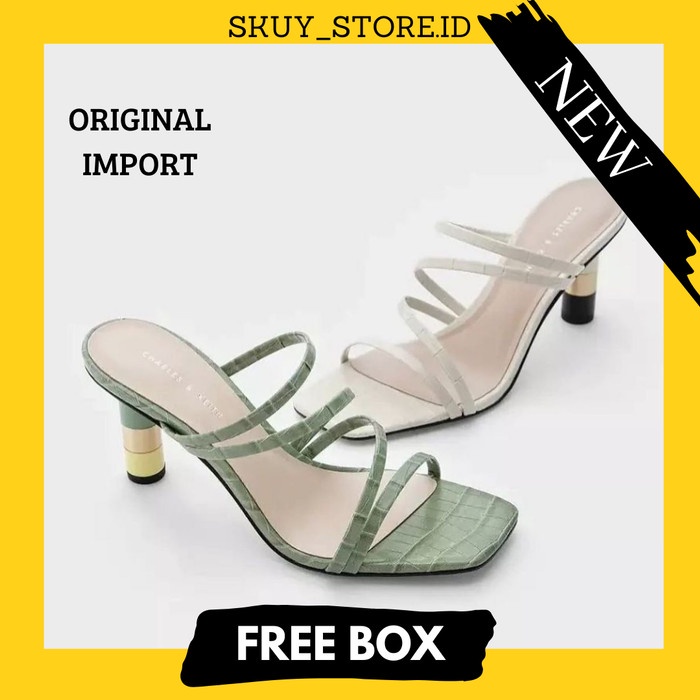 Sandal Charles And Keith Heels Wanita Original Branded Terbaru Tb6968 - Green, 35 Cuci Gudang